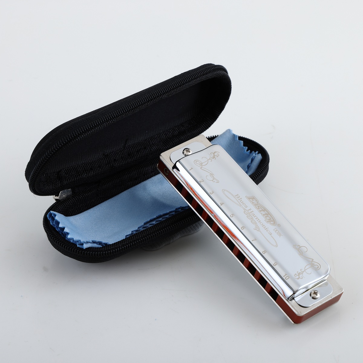 Harmonica 10 Hole - EASTTOP T008K Nieuwe blauwe kleur mondharmonica