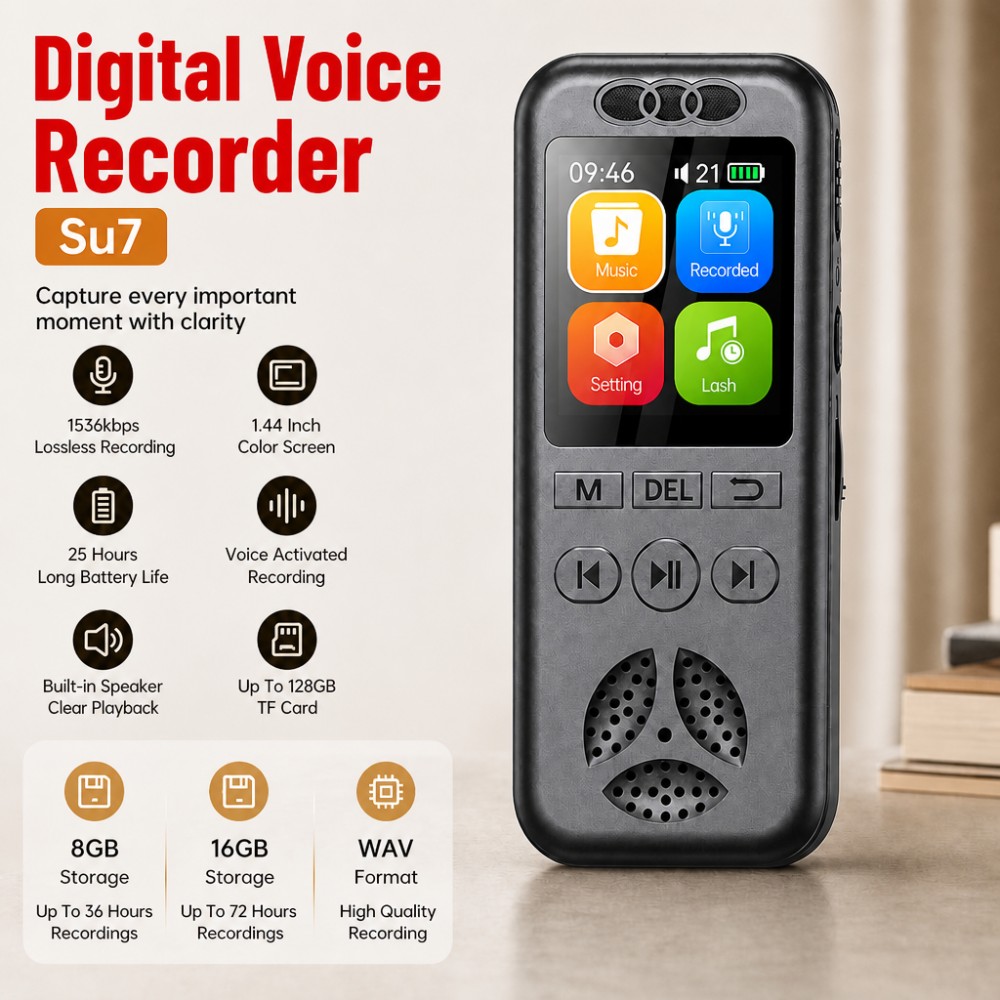 Audio Music File - 16GB digitale voicerecorder Spraakgestuurde audio-opname Ruisonderdrukking