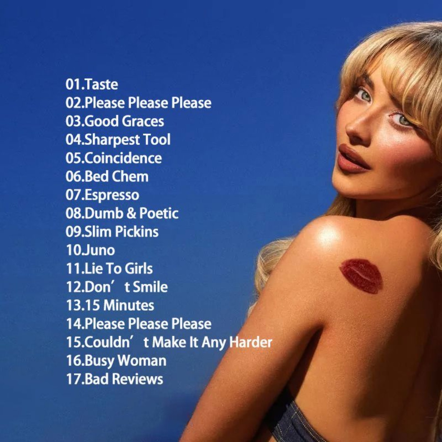 Audio Music Only - Alleen popmuziekalbum-cd, blauwe achtergrond, modeportretomslag, verliesvrije