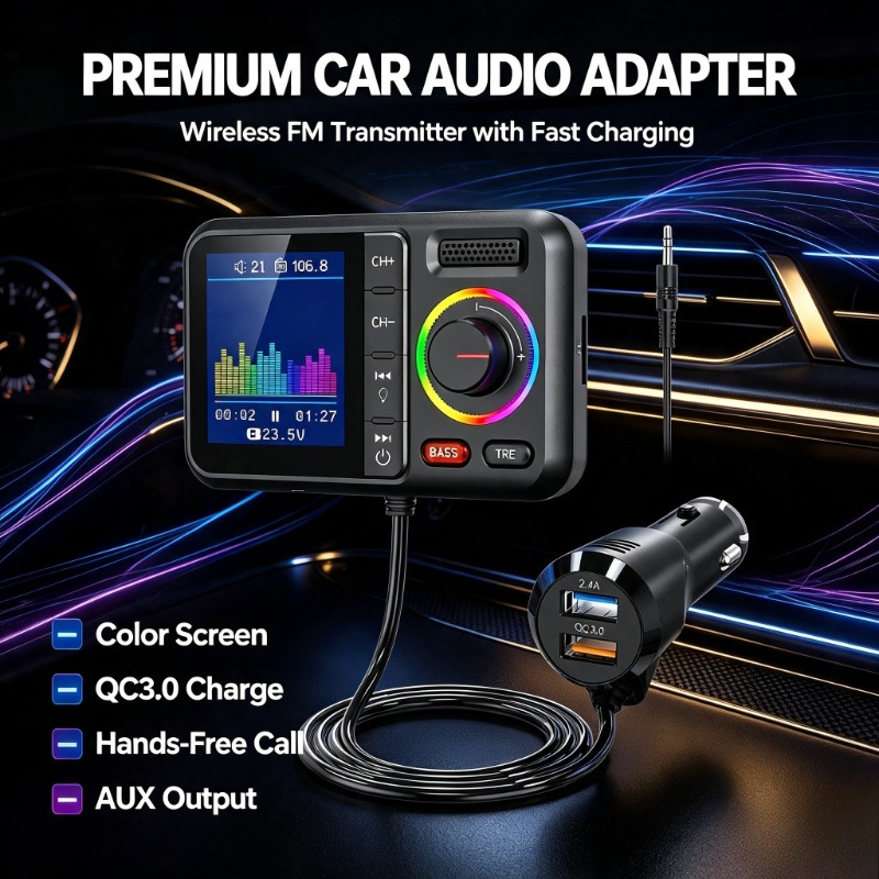 Audio Music File - Draadloze audioadapter voor voertuigen, QC3.0 AUX-unit