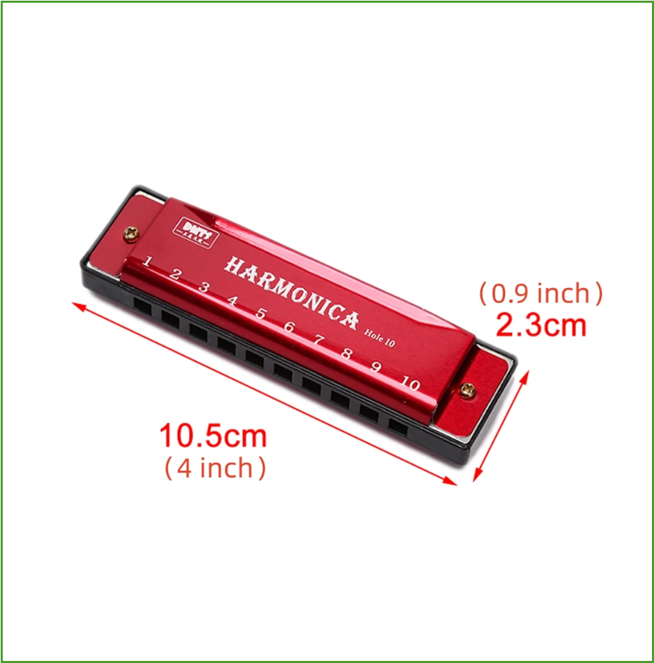 Veelkleurige mondharmonica in  - Harmonica 10 Hole recensie en prijs